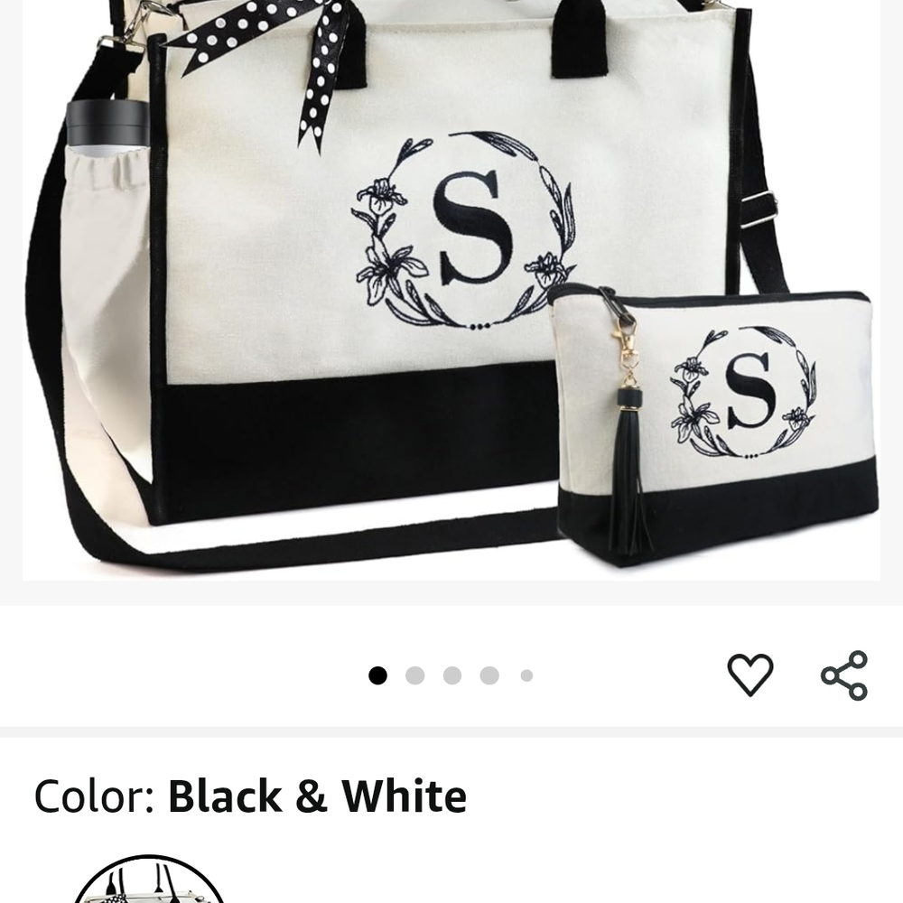 Black & White Tote Bag Set